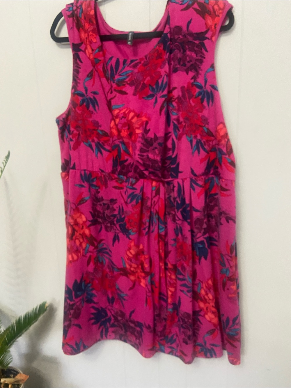 Massini Hot Pink Floral Print Sleeveless Dress Size 3x